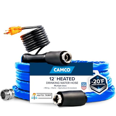 Camco Camco 12-Ft Heated Water Hose for RV - Water Line Freeze Protection Down to -20°F/-28°C - Features - Outdoor Depot