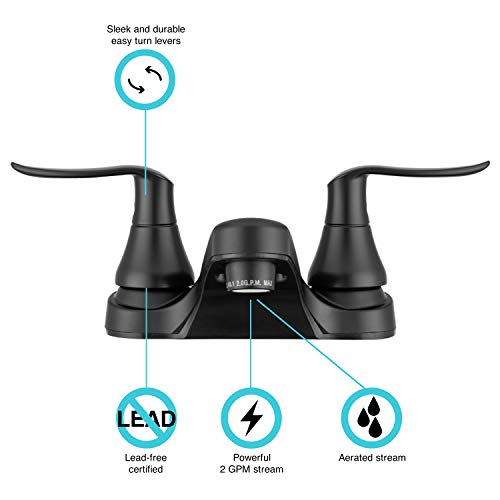 Dura Faucet Dura Faucet DF-PL700LH-MB RV Bathroom Faucet with Winged Levers (Matte Black) - Outdoor Depot