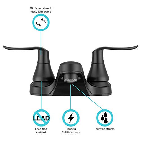 Dura Faucet Dura Faucet DF-PL700LH-MB RV Bathroom Faucet with Winged Levers (Matte Black) - Outdoor Depot