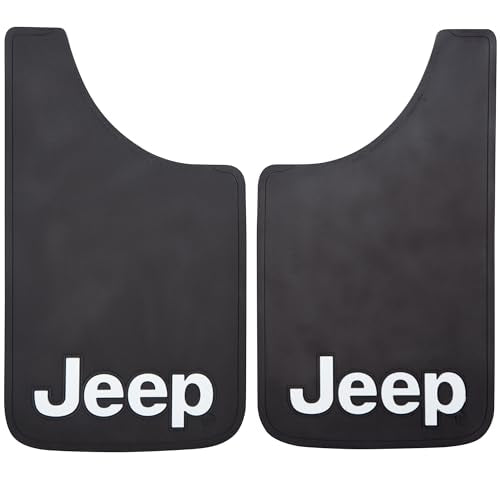 Plasticolor Plasticolor 000541R01 Jeep White Logo 11x19 Easy Fit Mud Guard - Set of 2 - Outdoor Depot
