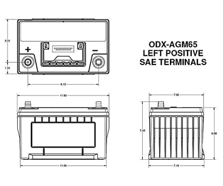 ODYSSEY Odyssey Battery ODX-AGM65 Extreme Series AGM Battery - Outdoor Depot