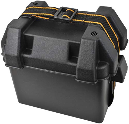 attwood Attwood 9082-1 Small Battery Box with Mounting Kit and Strap, Fits U1 Batteries, Black - Outdoor Depot