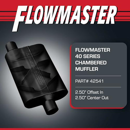 Flowmaster Flowmaster 40 Series Original Chambered Muffler – 2.50” Offset In / 2.50” Center Out – Aggressive - Outdoor Depot