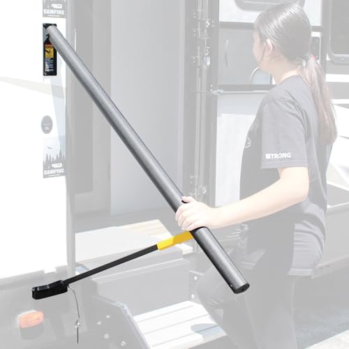 Stromberg Carlson AR-50 Lend-A-Hand Banister Rail - RV Handrail for Safe & Steady Support on Outdoor Steps, Ribbed Grip Tubing, Folds Flat & Locks Easily, 50 Inches Rail for Triple & Quad RV Steps