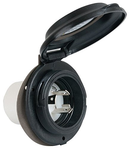 Marinco ParkPower by Marinco 304EL-BRV.BLK Inlet Contoured for RV, 30A, Black - Outdoor Depot
