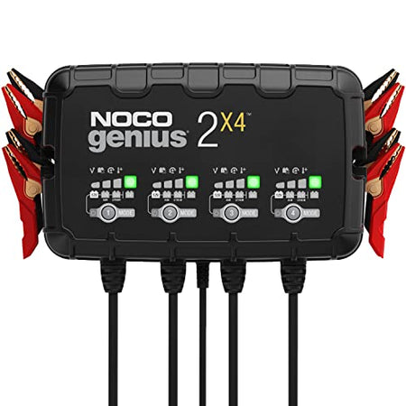 NOCO NOCO GENIUS2X4: 8A 4-Bank Smart Battery Charger (2A/Bank) - 6V/12V Automatic Maintainer, Trickle - Outdoor Depot