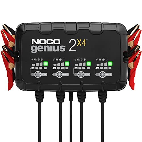 NOCO NOCO GENIUS2X4: 8A 4-Bank Smart Battery Charger (2A/Bank) - 6V/12V Automatic Maintainer, Trickle - Outdoor Depot