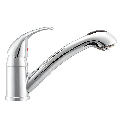 Dura Faucet Dura Faucet DF-NMK852-CP RV Pull-Out Swivel Single Handle Kitchen Sink Faucet - One-Hole (Chrome) - Outdoor Depot