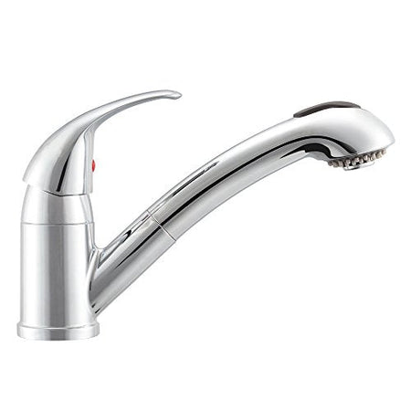 Dura Faucet Dura Faucet DF-NMK852-CP RV Pull-Out Swivel Single Handle Kitchen Sink Faucet - One-Hole (Chrome) - Outdoor Depot