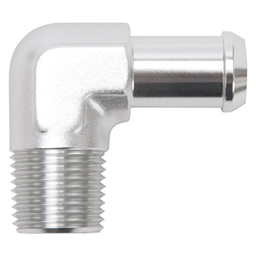 Edelbrock Edelbrock 8179 Heater Hose Fitting 90 Degree 1/2 in. NPT And 5/8 in. Barb Clear Anodized Heater - Outdoor Depot