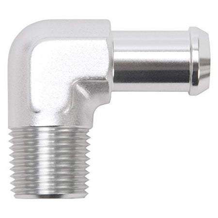 Edelbrock Edelbrock 8179 Heater Hose Fitting 90 Degree 1/2 in. NPT And 5/8 in. Barb Clear Anodized Heater - Outdoor Depot