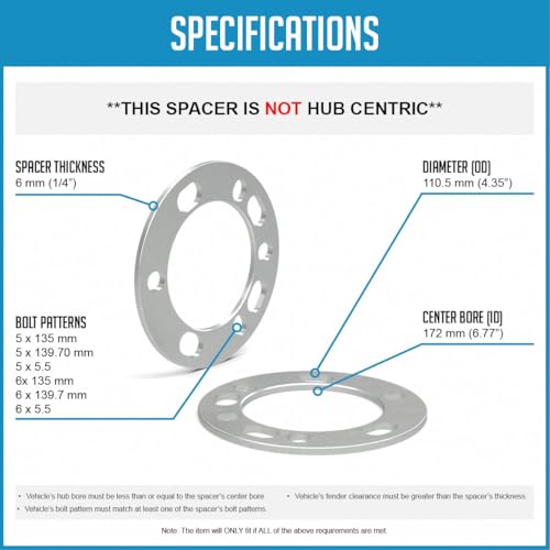 Wheel Accessories Parts Wheel Accessories Parts 2 Pcs Die Cast Wheel Spacers 1/4 Inch 6mm Thick Fits Bolt - Outdoor Depot