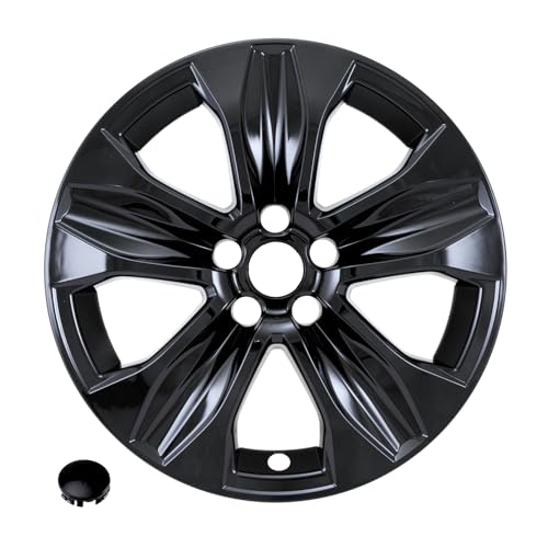 CCI Impostor ® Wheel Skins IMP525BLK, 18 Inch, 5 V Spokes, Painted, Gloss Black, ABS Plastic, with Center Caps, Set of 4, Fits 2020-2025 Toyota Highlander Hybrid XLE/XLE Model