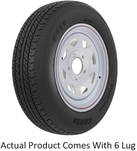 AMERICANA 33059 ST225/75R15 D/6H SPK WH STR KR, 15 Inch Diameter x 6 Inch Width; 6 x 139.7 Millimeter/ 6 x 5.50 Inch Bolt Pattern; 8 Spoke; 2 Piece Welded Steel Construction; White With Stripes; ST225 x 75R15; 1 Year Worry-Free Warranty; Tr