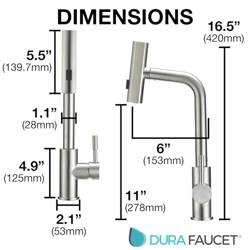 Dura Faucet Dura Faucet (DF-MK511X-SN) Rainfall RV Kitchen Faucet – Satin Nickel, Dual-Mode Rotating Spray - Outdoor Depot