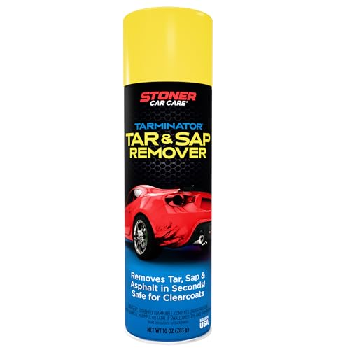 Stoner Car Care 91154 Tarminator Tar, Sap, and Asphalt Remover – Fast Acting Tar and Sap Remover for Cars – Clear Coat Safe Auto Cleaner for Paint, Chrome and Wheels – 10 oz