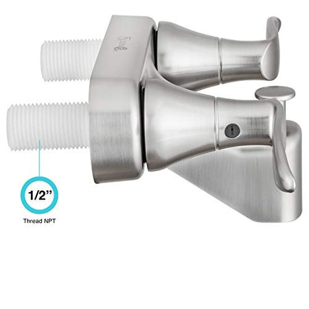 Dura Faucet Dura Faucet DF-SA110LH-SN RV Tub, Shower Faucet Valve Diverter with Winged Levers (Brushed Satin - Outdoor Depot