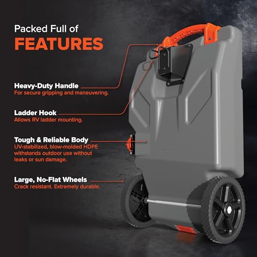 Camco Camco Rhino 36-Gallon RV Tote Tank - Features Large Heavy-Duty No-Flat Wheels & Built-in Gate Valve - - Outdoor Depot