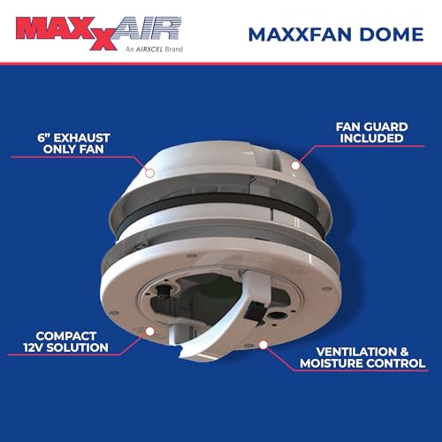 MAXXAIR MAXXAIR Maxxfan Dome 6" Round 12V Ventilation Fan - Compact Solution for Rooftop or Sidewall - Outdoor Depot