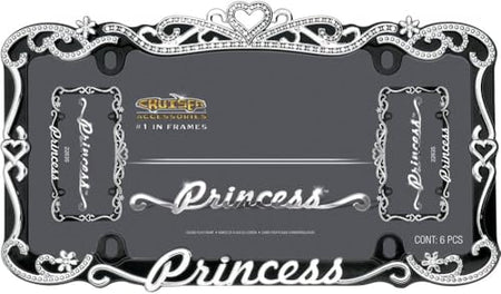 Cruiser Accessories Cruiser Accessories Classic Frames Princess Heart Black Metal License Plate Frame - - Outdoor Depot