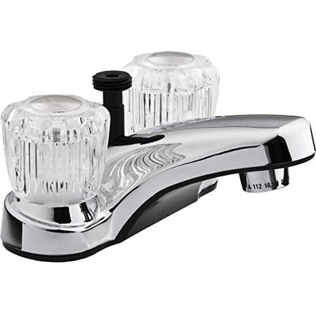 Dura Faucet Dura Faucet DF-PL720A-CP RV Bathroom Faucet with Crystal Acrylic Knobs and Shower Hose Diverter - Outdoor Depot