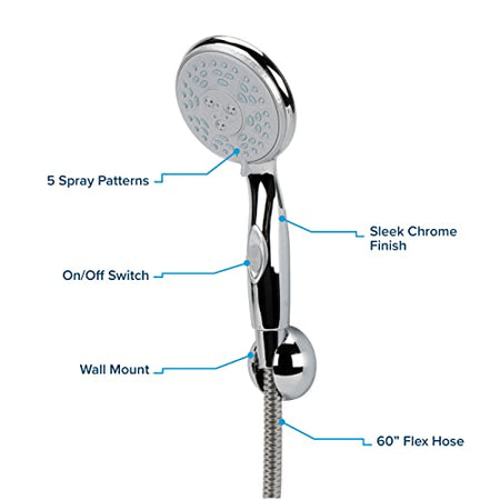 Camco Camco 43713 RV Shower Head Kit with On/Off Switch and 60" Flexible Shower Hose (Chrome) - Outdoor Depot