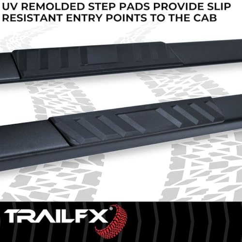 Trailfx Trailfx Side Step Bars Fits 2009–2010 Dodge Ram 1500 4 Inch Trapezoid Straight Side Steps with Step - Outdoor Depot