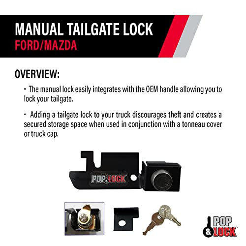 Pop & Lock Pop & Lock – Manual Tailgate Lock for Ford F150, Fits 1987 to 1996 - Works Only with Factory - Outdoor Depot