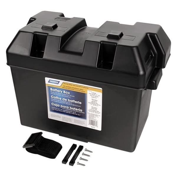 Camco Camco Large Battery Box with Straps and Hardware - Group 27, 30, 31 |Safely Stores RV, Automotive, and - Outdoor Depot