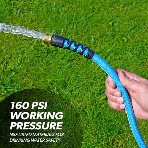 Valterra Valterra W01-8048 AquaFresh High Pressure Drinking Water Hose with Hose Savers - 1/2" x 4', Blue - Outdoor Depot