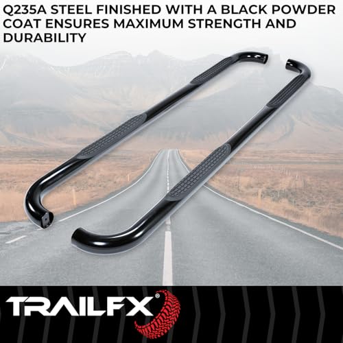 Trailfx TrailFX Nerf Bar Side Fits Ford F-150 Super Cab 2015-2026 Steps 3-Inch Round Bent Black Powder - Outdoor Depot