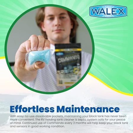 Walex Walex Commando RV Black Holding Tank & Sensor Cleaner - Eliminates Waste & Paper Buildup, Restores - Outdoor Depot