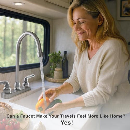 Dura Faucet Dura Faucet DF-PK330HC-SN RV J-Spout Kitchen Sink Faucet (Brushed Satin Nickel) - Outdoor Depot