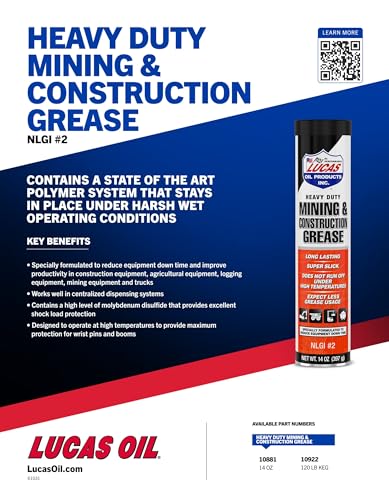 Lucas Oil Lucas Oil H/D Minng & Construction Grease/30x1/14.0 OZ Cartridge - Outdoor Depot