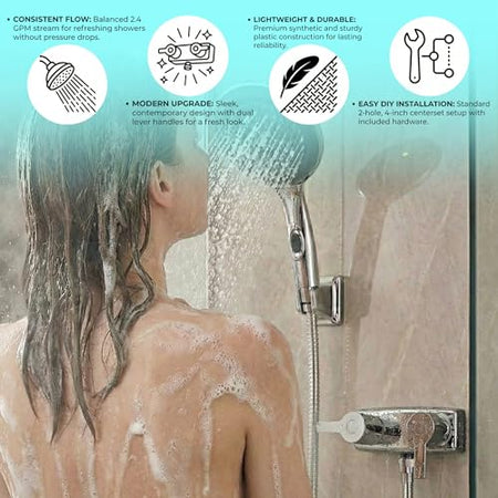 Dura Faucet Dura Faucet (DF-SA100M-CP) Modern RV Shower Faucet Valve Diverter – Chrome, Dual Lever Handles, - Outdoor Depot