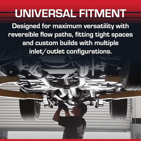 Flowmaster Flowmaster Flow FX Chambered Muffler – 2.50” Center In / 2.50” Center Out – Round Body – Moderate - Outdoor Depot