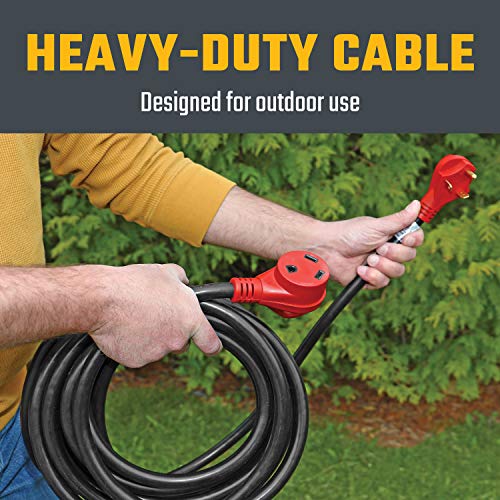 Valterra Valterra A10-3025EH Mighty Cord RV 30-Amp Extension Cord, 25 ft., Red - Outdoor Depot