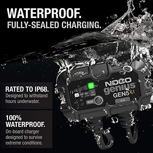 NOCO NOCO Genius GEN5X1: 1-Bank, 5A Onboard Battery Charger - 5A Per Bank, 12V Waterproof Marine Charger - Outdoor Depot