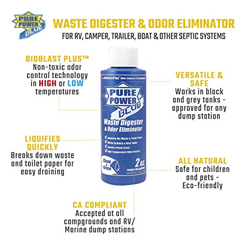 Valterra Valterra V23017 'Pure Power Blue' Waste Digester and Odor Eliminator - 4 oz. Bottle, (Pack of 6) - Outdoor Depot