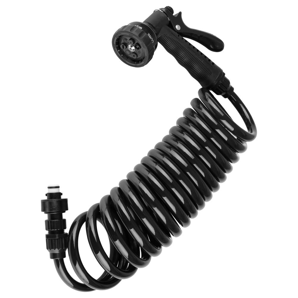 Dura Faucet Dura Faucet DF-SA187-BK RV Exterior Quick Connect Sprayer with 7 Spray Settings and Coiled Hose - Outdoor Depot