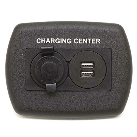 JR Products JR Products 15095 12V/USB Charging Center - Black - Outdoor Depot