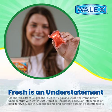 Walex Walex Citra-Pak RV/Marine Holding Tank Deodorizer Drop-Ins - Waste Breakdown & Odor Control, Cleans - Outdoor Depot