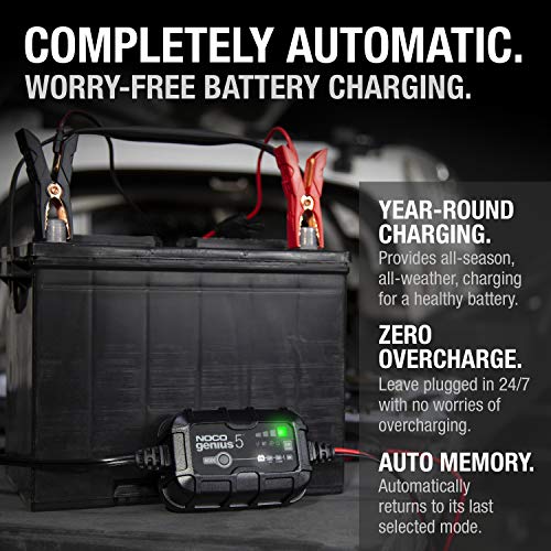 NOCO NOCO GENIUS5: 5A 6V/12V Smart Battery Charger – Automatic Maintainer, Trickle Charger & Desulfator with - Outdoor Depot