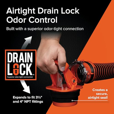 Camco Camco Rhino RV Sewer Adapter PRO - Clear Sewer Hose Elbow with Drain Lock Adapter - Includes Ergonomic - Outdoor Depot