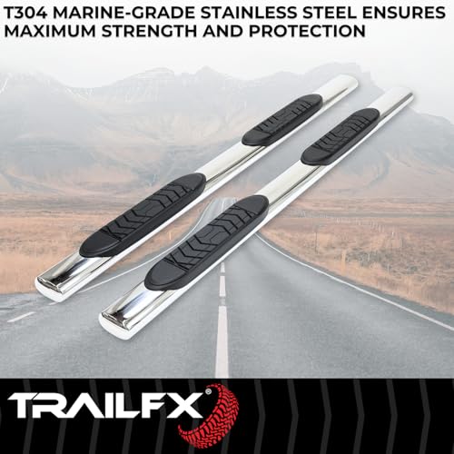 Trailfx TrailFX Nerf Bars for Chevrolet Silverado 1500 Crew Cab 2020-2021 Polished Stainless Steel 5 Inch - Outdoor Depot