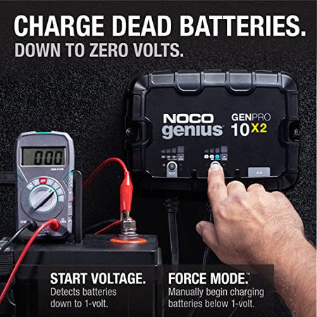 NOCO NOCO Genius GENPRO10X2: 2-Bank, 20A Onboard Battery Charger - 10A Per Bank, 12V Waterproof Marine - Outdoor Depot