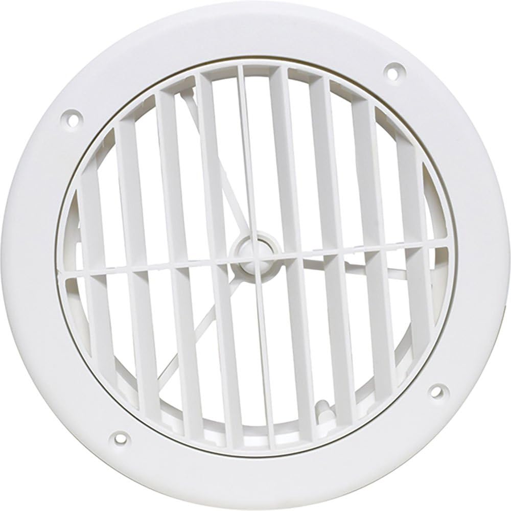 Valterra A/C Vent LOUVERED 5IN Plastic, White, CARDED - Outdoor-Depot.us