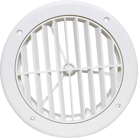 Valterra A/C Vent LOUVERED 5IN Plastic, White, CARDED - Outdoor-Depot.us