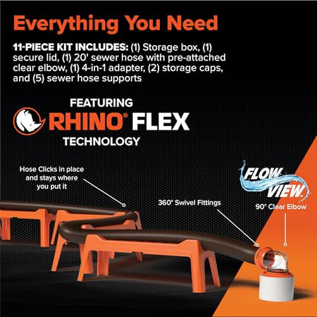 Camco Camco Rhino Ultimate 20' RV Sewer Hose Kit — All-in-One Sewer Hose Solution — 11-Piece Combo Kit - Outdoor Depot