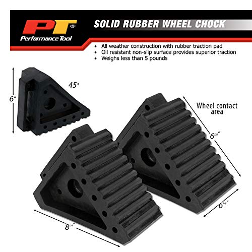 Performance Tool Performance Tool W41001 All Weather, Oil Resistant Solid Rubber Wheel Chock for Car, Travel - Outdoor Depot
